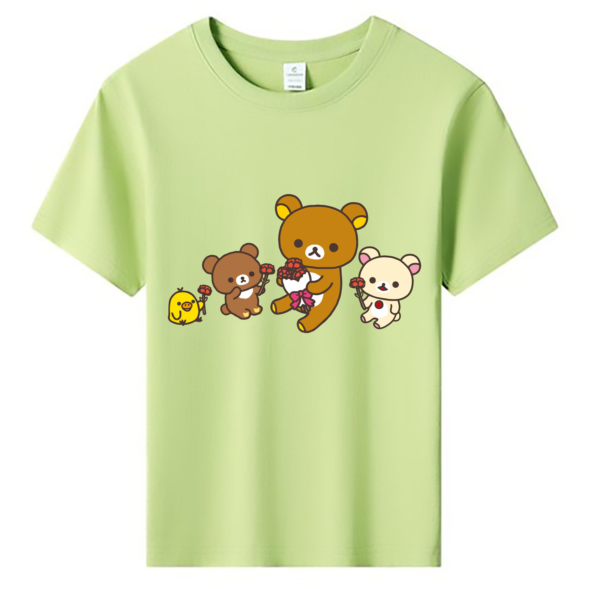 （画像用） リラックマ リラックマ キイロイトリ Rilakkuma Korilakkuma Kiiroitori 綿100％キッズTシャツ（フロントプリント）